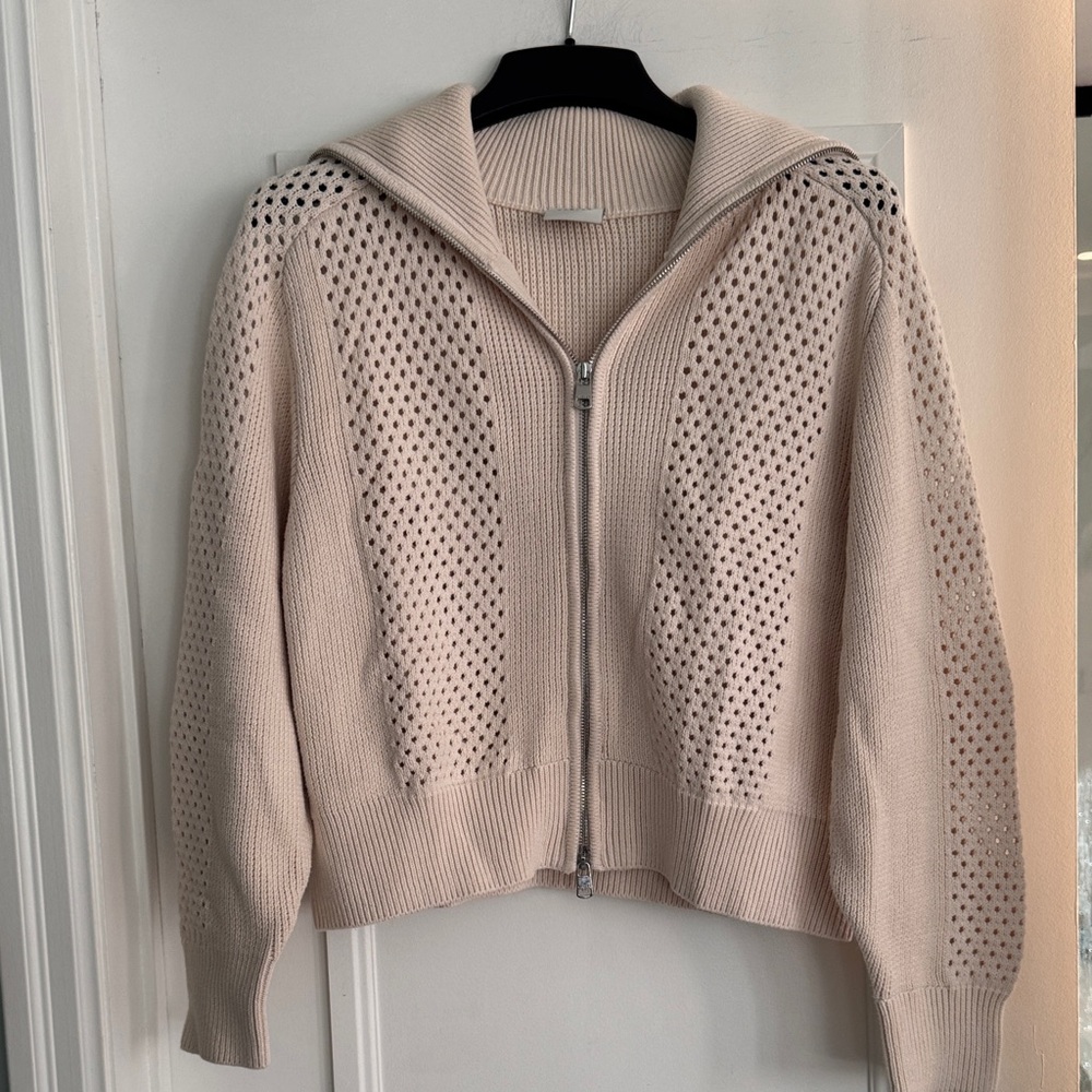 Varley cotton zip up cardigan sweater, size M